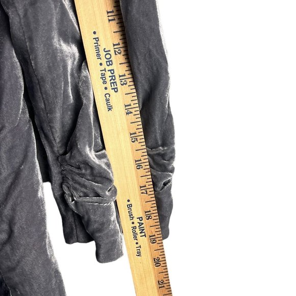 Elevenses by Anthropologie Grey Velvet Blazer Draped Front Relaxed Fit Jacket 4 - Picture 8 of 11